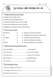 Futur des verbes en - er - Exercices avec correction : 2eme Primaire - PDF à imprimer