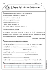 Verbes en - er - Imparfait - Exercices corrigés : 2eme Primaire - PDF à imprimer