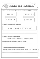 Alphabet - Exercices  sur l'ordre alphabétique : 2eme Primaire - PDF à imprimer