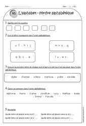 Ordre alphabétique - Alphabet - Exercices avec correction : 2eme Primaire - PDF à imprimer