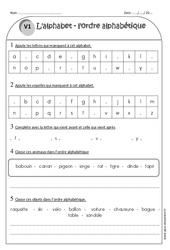 Alphabet - Ordre alphabétique - Exercices corrigés : 2eme Primaire - PDF à imprimer