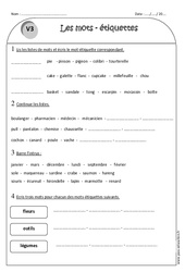 Mots étiquettes - Exercices corrigés : 2eme Primaire - PDF à imprimer