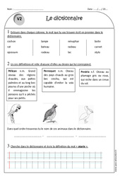 Dictionnaire - Exercices  : 2eme Primaire - PDF à imprimer