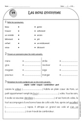 Synonymes - Exercices : 2eme Primaire - PDF à imprimer