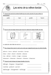 Familles de mots - Exercices : 2eme Primaire - PDF à imprimer