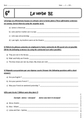 Forme contractée de BE - Exercices avec correction : 6eme Primaire - PDF à imprimer