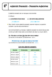 Adjectifs Possessifs - Possessive Adjectives - Cours : 6eme Primaire - PDF à imprimer