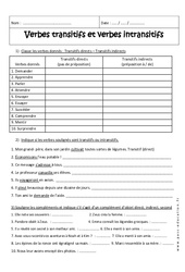 Transitifs directs et intransitifs indirects - Exercices sur les verbes : 2eme Secondaire - PDF à imprimer