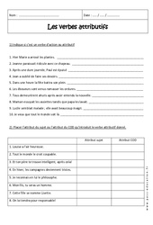 Verbes attributifs - Exercices corrigés : 2eme Secondaire - PDF à imprimer