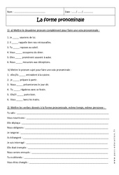 Forme pronominale - Exercices- Fiches pronominal, réfléchi, réciproque : 2eme Secondaire - PDF à imprimer