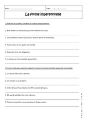 Formes personnelles ou impersonnelles - Exercices corrigés : 2eme Secondaire - PDF à imprimer