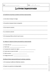 La forme impersonnelle - Exercices avec correction : 2eme Secondaire - PDF à imprimer