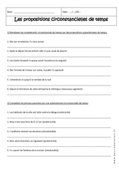 Propositions subordonnées circonstancielles de temps - Exercices : 2eme Secondaire - PDF à imprimer