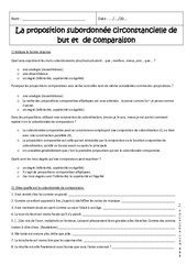 Propositions subordonnées circonstancielles de but et comparaison - Exercices : 2eme Secondaire - PDF à imprimer