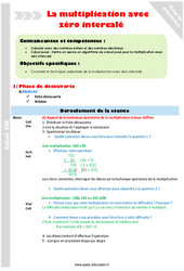 Multiplication avec zéro intercalé - Séquence - Fiche de préparation : 5eme Primaire - PDF à imprimer