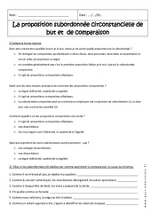 But - Comparaison - Exercices sur les propositions subordonnées circonstancielles : 2eme Secondaire - PDF à imprimer