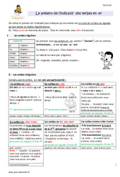 Présent de l’indicatif des verbes en - er - Cours, Leçon : 4eme Primaire - PDF gratuit à imprimer