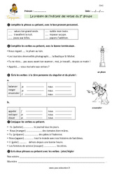 Présent de l’indicatif des verbes en - er - Exercices avec correction : 4eme Primaire - PDF à imprimer