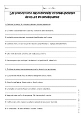 Propositions subordonnées circonstancielles de cause et de conséquence - Exercices : 2eme Secondaire - PDF à imprimer