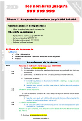 Lire, écrire les nombres jusqu'à 999 999 999 - Séquence - Fiche de préparation : 4eme Primaire - PDF à imprimer
