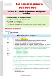 Séquence - Fiche de préparation L'ordre de grandeur - Arrondir un grand nombre - Séquence - Fiche de préparation : 5eme Primaire - PDF à imprimer