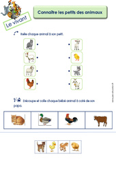 Connaître les petits des animaux - Le vivant : 2eme, 3eme Maternelle - Cycle Fondamental - PDF à imprimer