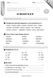 M devant m, p, b - Examen Evaluation - Bilan : 3eme Primaire - PDF à imprimer
