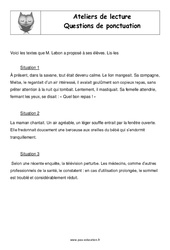 Questions de ponctuation - Atelier de lecture : 5eme Primaire - PDF à imprimer