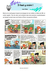 Exercice Il faut y croire de Jean Roba - Bande dessinée + Questionnaire : 5eme Primaire - PDF à imprimer