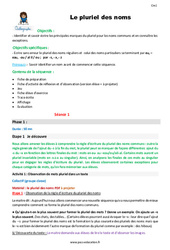 Séquence - Fiche de préparation Pluriel des noms - Séquence - Fiche de préparation : 4eme Primaire - PDF à imprimer