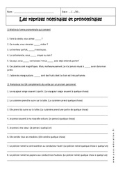 Reprises nominales et pronominales - Exercices corrigés : 2eme Secondaire - PDF à imprimer