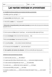 Reprises pronominales et nominales - Exercices  : 2eme Secondaire - PDF à imprimer