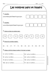 Nombres pairs et impairs - Exercices  : 2eme Primaire - PDF à imprimer