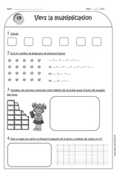 Vers la multiplication - Exercices  : 2eme Primaire - PDF à imprimer