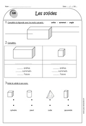 Cylindre - Pavé - Cube - Pyramide - Exercices sur les solides : 2eme Primaire - PDF à imprimer