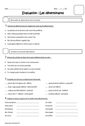 Déterminants - Examen Evaluation : 4eme Primaire - PDF à imprimer