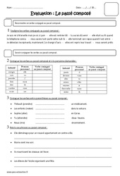 Passé composé - Examen Evaluation : 4eme Primaire - PDF à imprimer