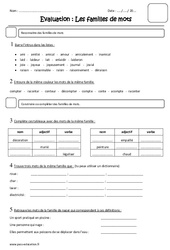 Familles de mots - Examen Evaluation : 4eme Primaire - PDF à imprimer