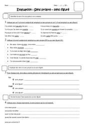 Sens propre - Sens figuré - Examen Evaluation : 4eme Primaire - PDF à imprimer