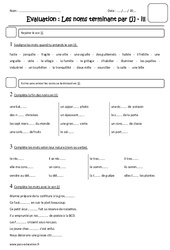 Noms terminant en j - ill - Examen Evaluation : 4eme Primaire - PDF à imprimer