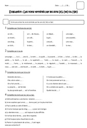 Noms terminés par les sons e, te ou tje - Examen Evaluation : 4eme Primaire - PDF à imprimer