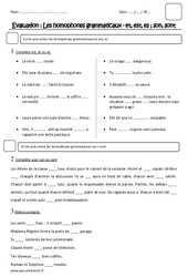 et, est, es, son, sont - Homophones grammaticaux - Examen Evaluation : 4eme Primaire - PDF à imprimer