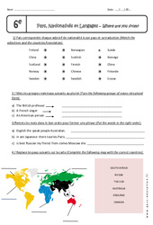 Where are you from ? - Exercices - Pays, Nationalités et Langages : 6eme Primaire - PDF à imprimer