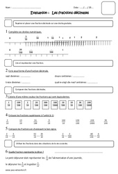 Fractions décimales - Examen Evaluation : 4eme Primaire - PDF à imprimer