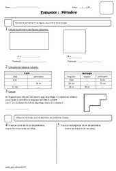 Périmètre - Examen Evaluation : 4eme Primaire - PDF à imprimer