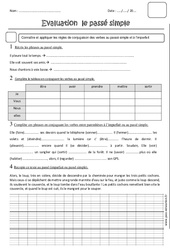 Passé simple - Examen Evaluation : 5eme Primaire - PDF à imprimer