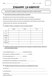 Subjonctif présent - Examen Evaluation : 5eme Primaire - PDF à imprimer