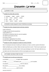 Verbe conjugué, infinitif - Examen Evaluation : 3eme Primaire - PDF à imprimer