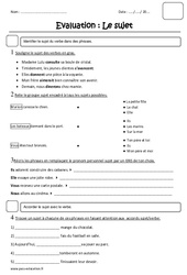 Sujet - Groupe sujet - Examen Evaluation : 3eme Primaire - PDF à imprimer