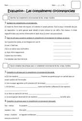 Compléments circonstanciels - Examen Evaluation- Fiches lieu, temps, manière : 3eme Primaire - PDF à imprimer
